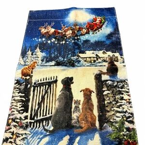Holiday Dogs & Santa Sleigh Decorative Garden Flag